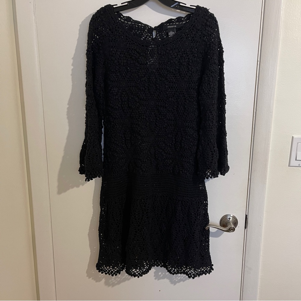 Arden B Black Crochet Dress, Size Large
